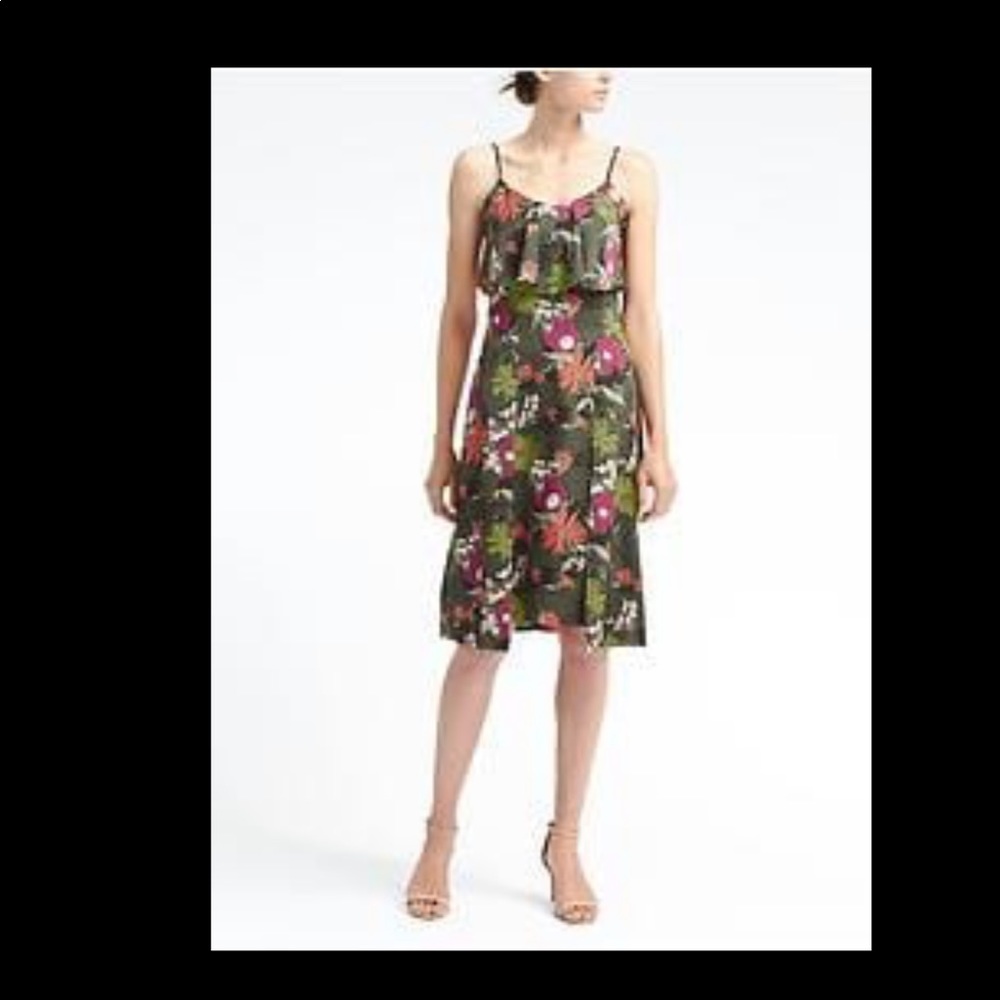 Banana Republic Green floral print dress
